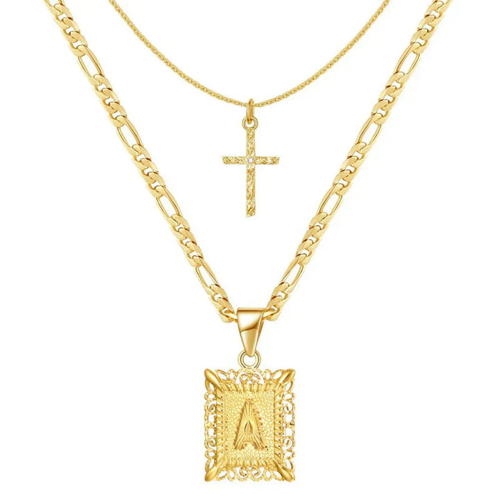 Conjunto de Colar com Iniciais Cruzadas