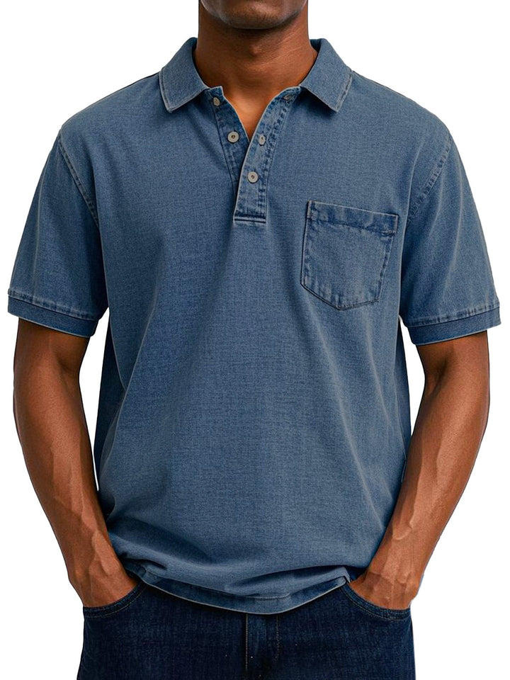 Camisa Polo Jeans com Bolso