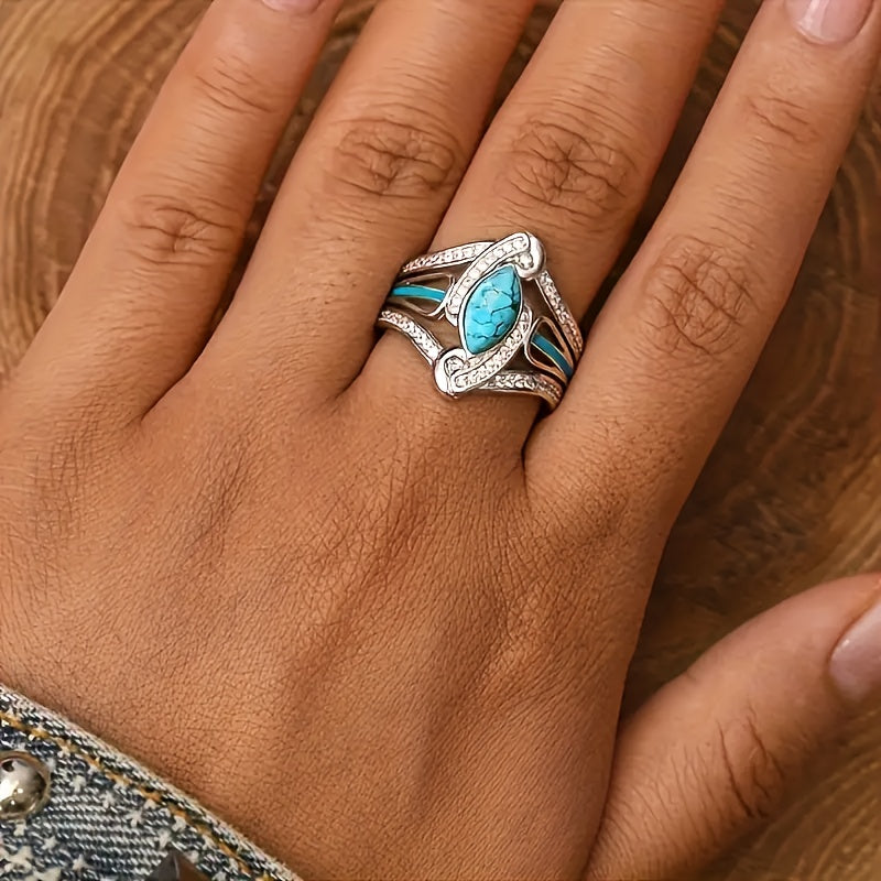 Anel Turquesa Marquise Statement