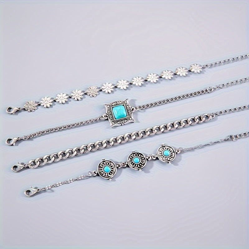 Conjunto de Pulseiras Turquesa Boho