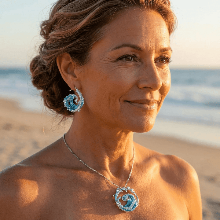 Conjunto Colar e Brincos Onda Prateada