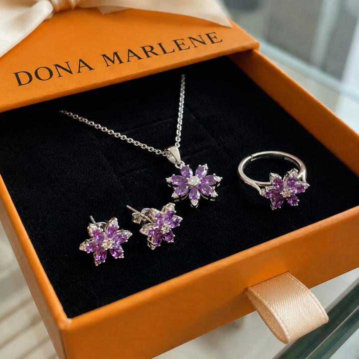 Conjunto de Joias Flor de Ametista