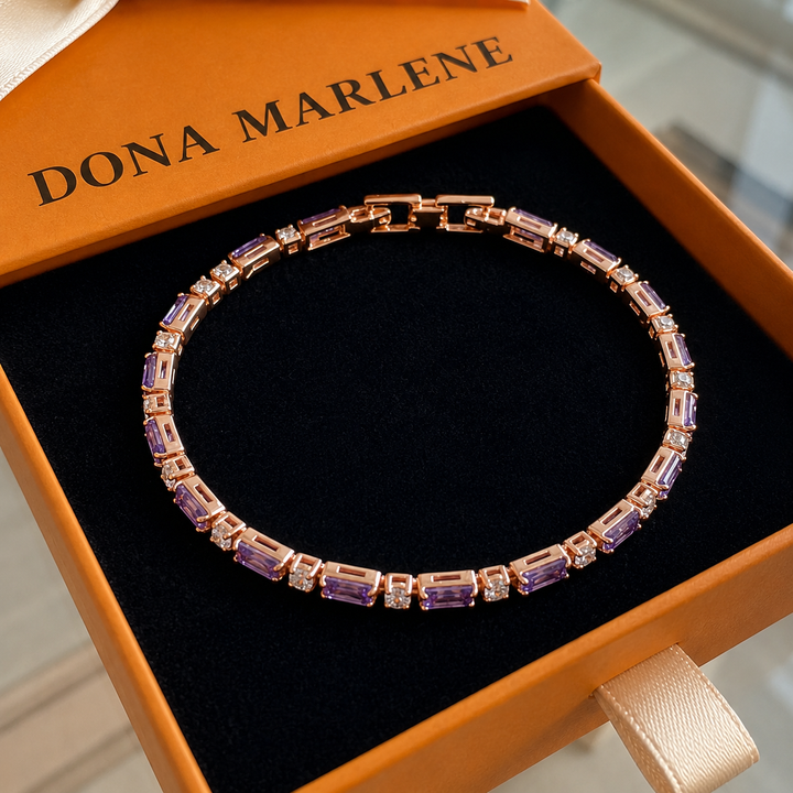 Pulseira de Tênis Baguete Ametista