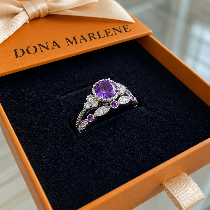 Conjunto de Anéis Coroa Violeta
