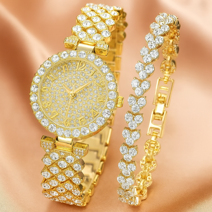 Conjunto de Relógio e Pulseira Luxe Radiance
