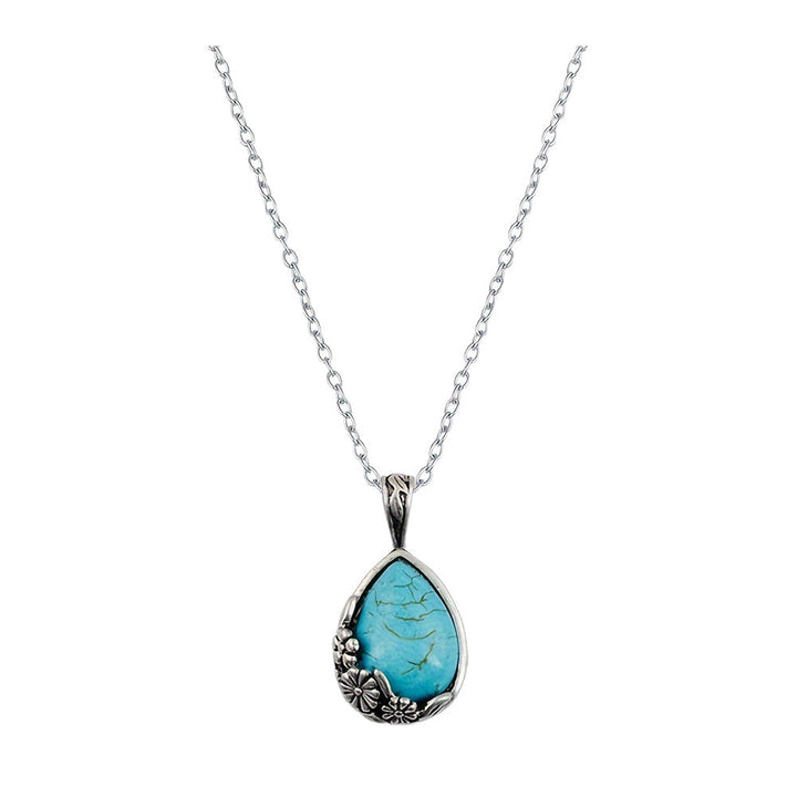 Colar Gota de Turquesa Floral