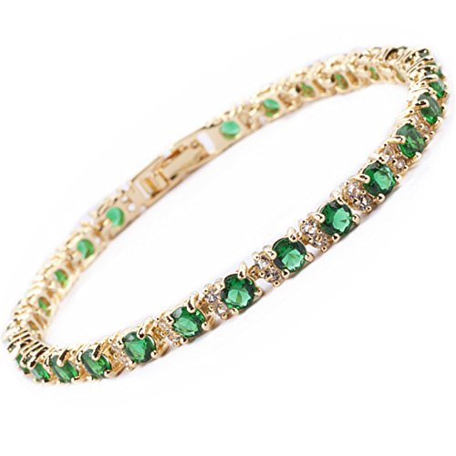 Pulseira de Tênis Trio de Esmeraldas Dourado