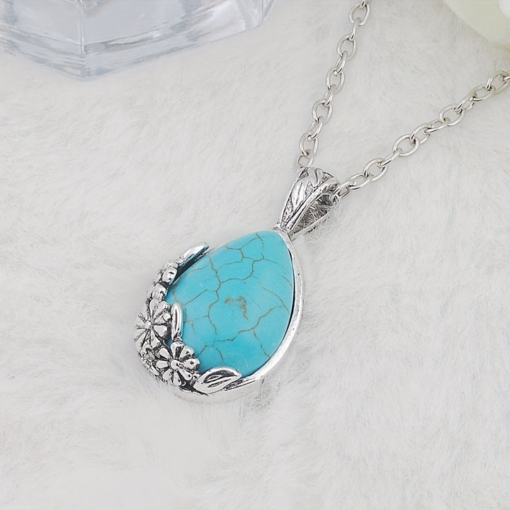 Colar Gota de Turquesa Floral
