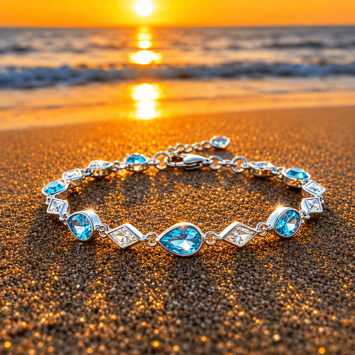 Pulseira Lágrimas Azuis Prateada