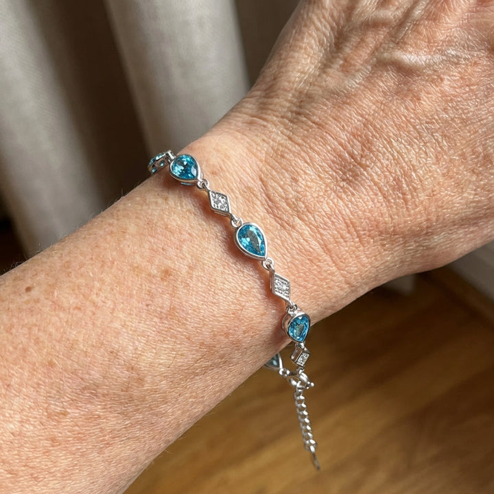 Pulseira Lágrimas Azuis Prateada