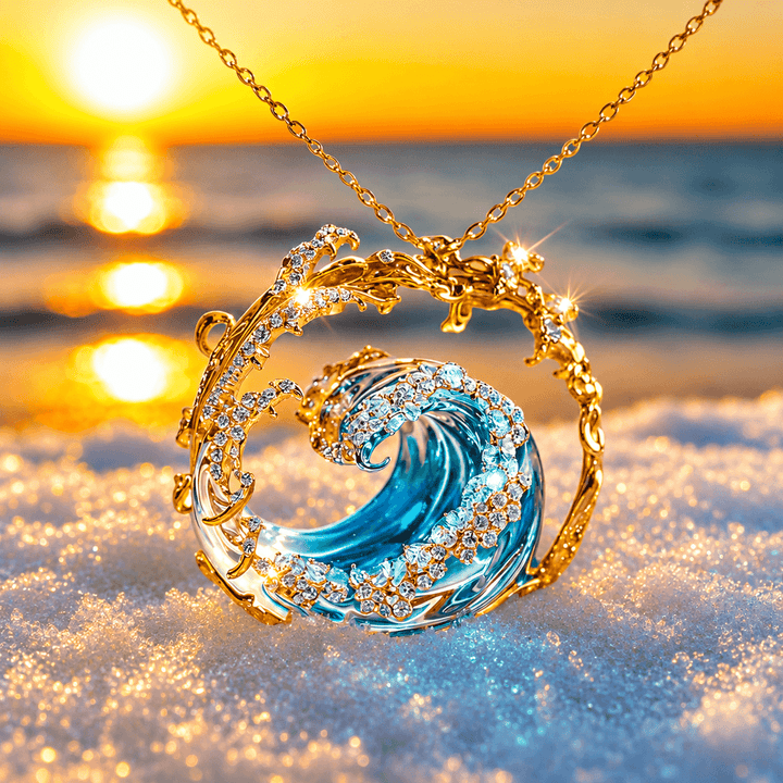 Colar Onda Azul Dourada