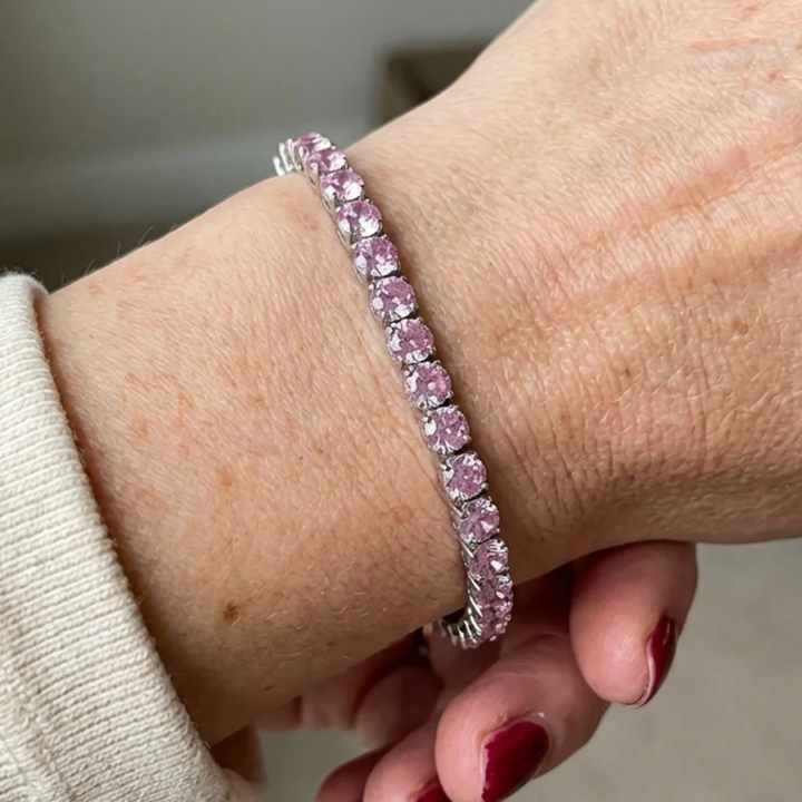 Pulseira de Tênis de Safira Rosa