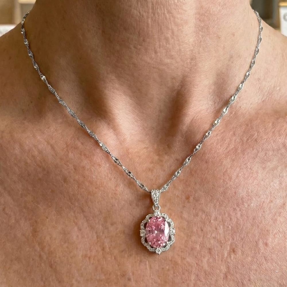 Colar Halo Coroa Oval Rosa
