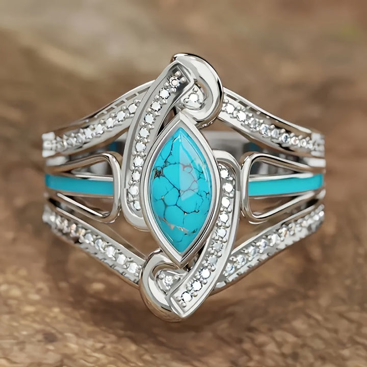 Anel Turquesa Marquise Statement