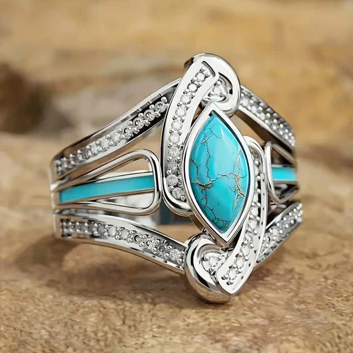 Anel Turquesa Marquise Statement