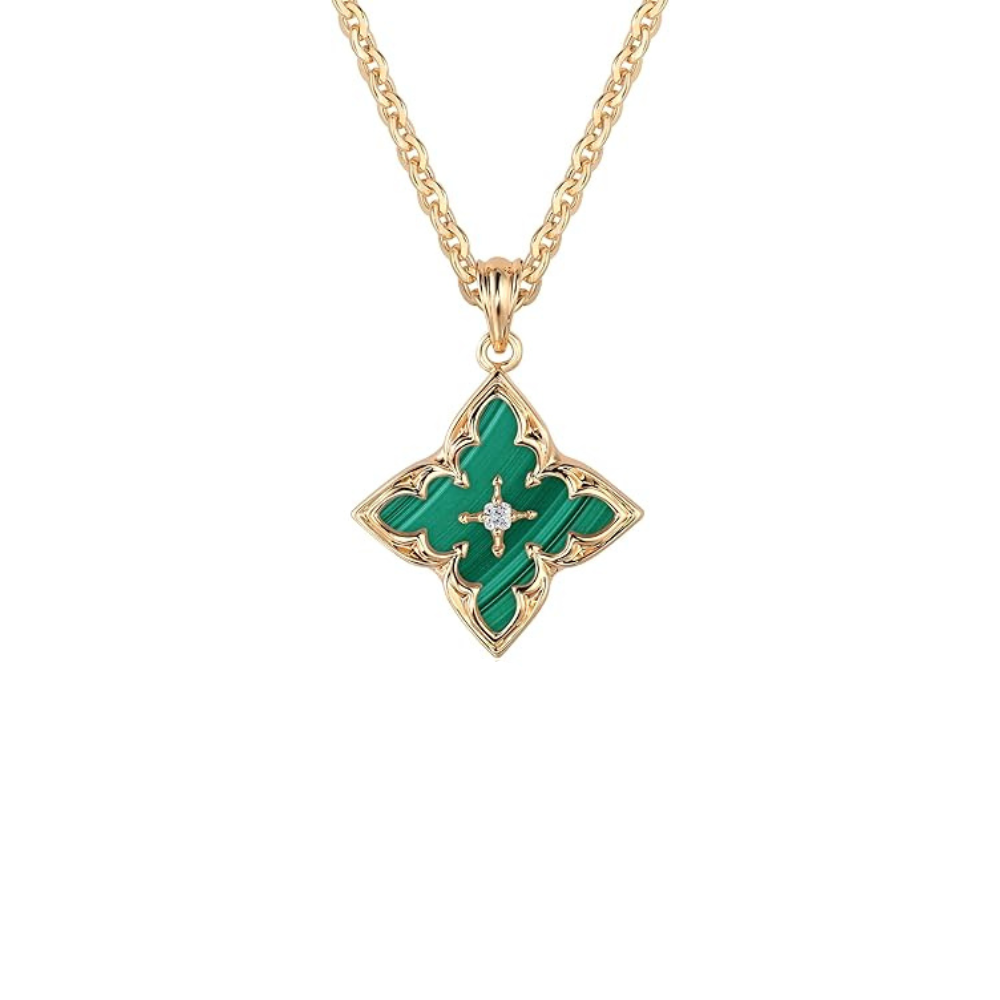 Colar com Pingente de Trevo de Esmeralda Dourado