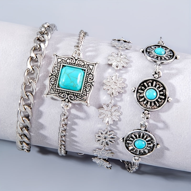 Conjunto de Pulseiras Turquesa Boho
