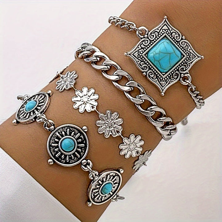 Conjunto de Pulseiras Turquesa Boho