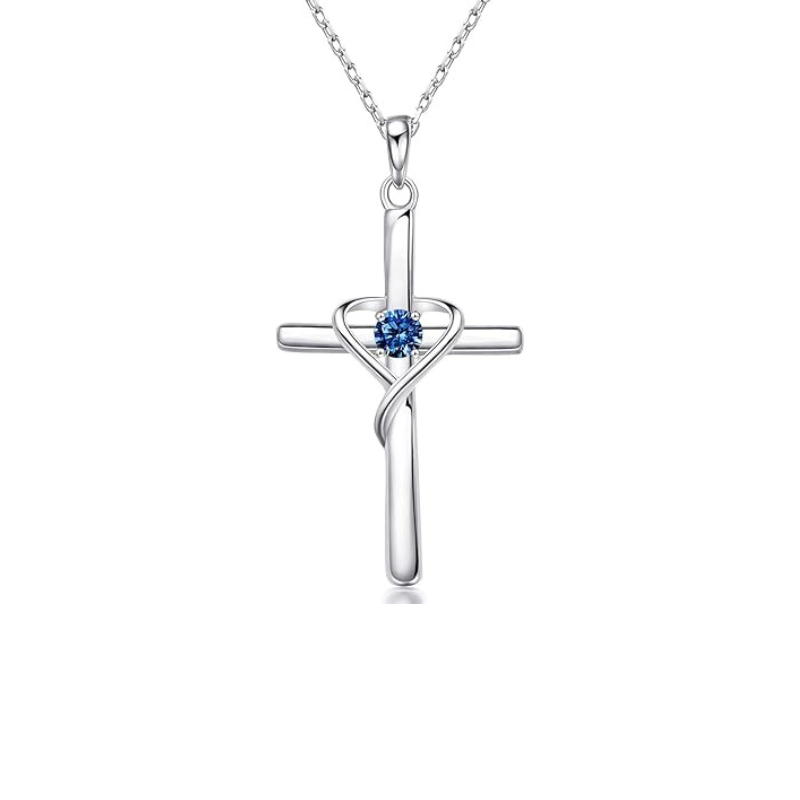 Colar Cruz de Safira