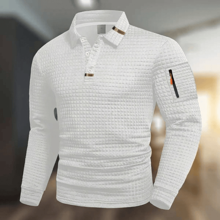 Polo Manga Longa Textura Matelassê