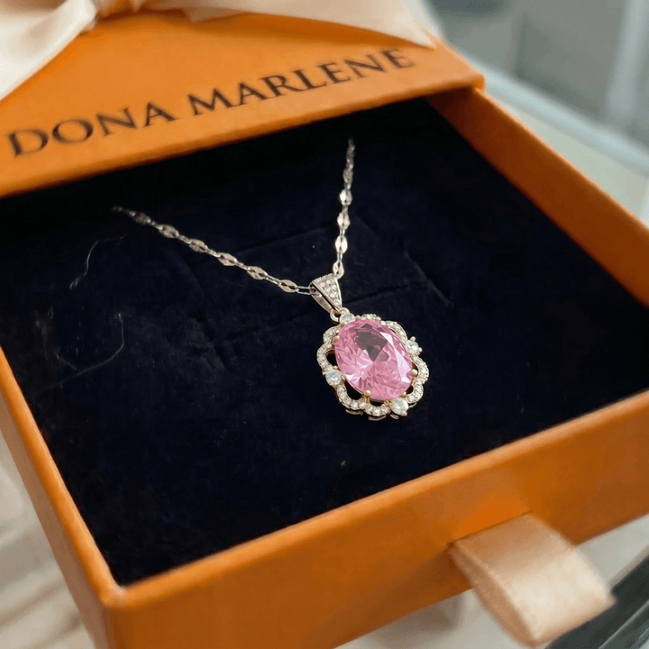 Colar Halo Coroa Oval Rosa