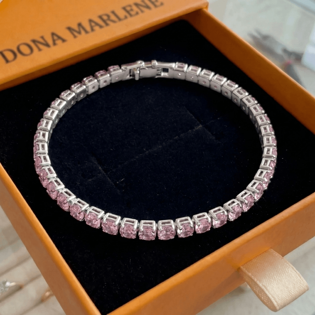 Pulseira de Tênis de Safira Rosa