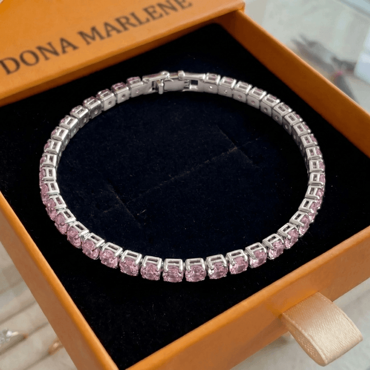 Pulseira de Tênis de Safira Rosa
