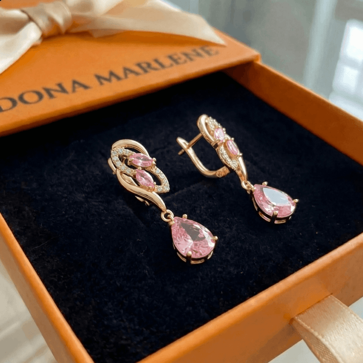 Brincos de Gota de Safira Rosa