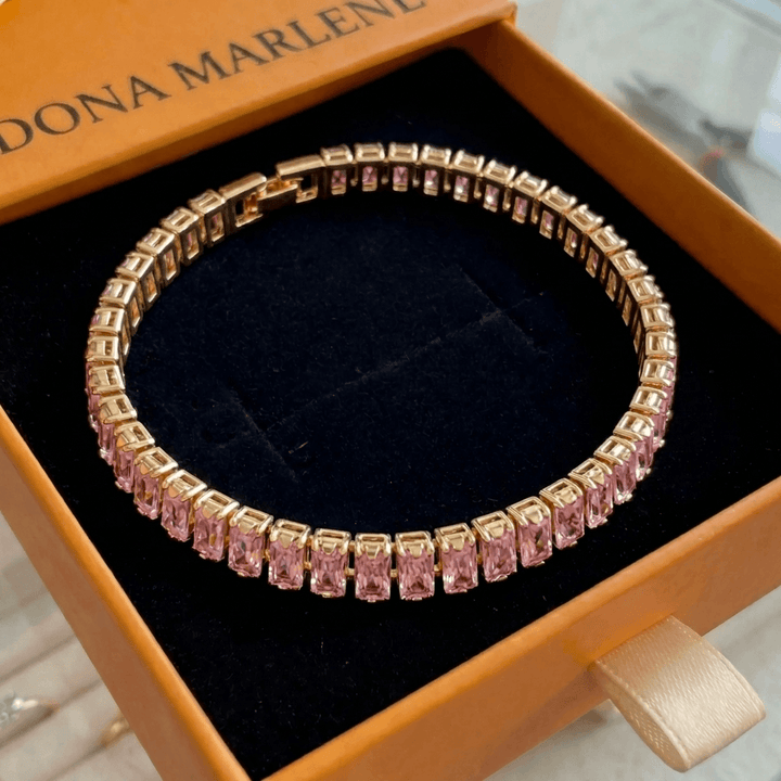 Pulseira de Tênis Vertéa com Safira Rosa