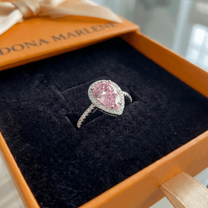 Anel Gota de Safira Rosa