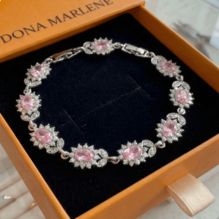Pulseira Rosalina Floral Safira Rosa
