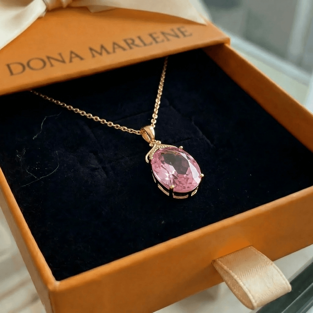 Colar Oval Imperial de Safira Rosa