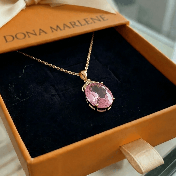 Colar Oval Imperial de Safira Rosa