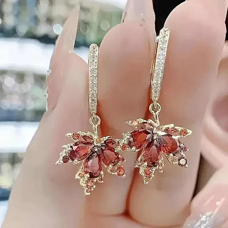 Brincos Folha de Outono Cristal