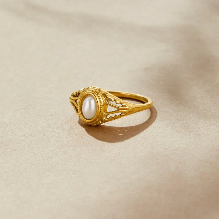 Anel Pérola Vintage Dourado